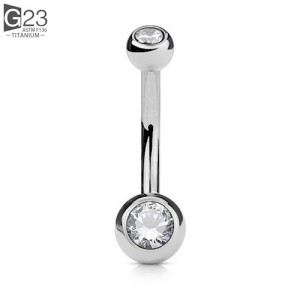Piercing Bananabell Umbigo Básica Pequena 2 Pedras Titânio Piercing Bananabell Umbigo Básica Pequena 2 Pedras Titânio
